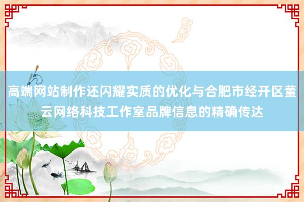 高端网站制作还闪耀实质的优化与合肥市经开区董云网络科技工作室品牌信息的精确传达